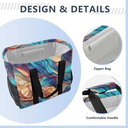 Nander Beautiful Paint Texture Foldable Tote Bag Waterproof Sandproof Women Beach Bag Handbag Gym Bag Travel Shopping Bag3