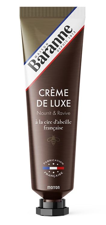 Baranne - Crème de Luxe MARRON - Cire d'Abeille Française - Entretien Chaussure Cuir - Ravive Les Couleurs, Nourrit et Assouplit - Soin en profondeur,...