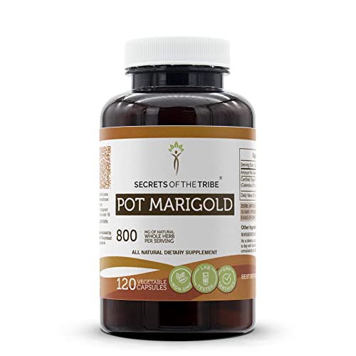 Secrets Of The Tribe Pot Marigold 120 Capsules, 800 Mg, Pot Marigold (Calendula Officinalis) Dried Flower (120 Capsules) #TOP13