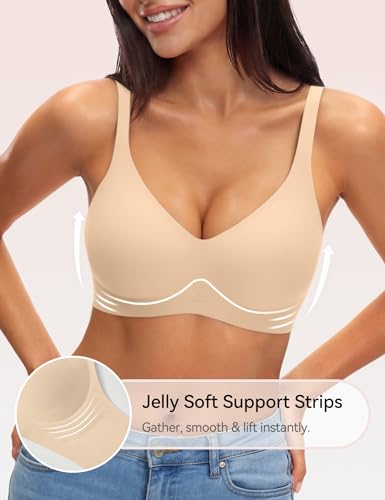 NIASOUL Women's Wireless Push Up Bra Seamless Deep V Comfortable Support - image 2
