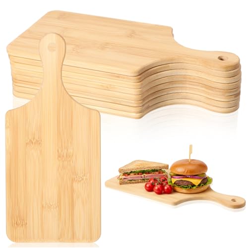 8 piezas tabla de cortar rectangular de bambú con mango miniatura 1