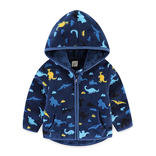 Image of Feidoog Toddler Fleece Jacket Baby Boys Girls Hooded Waterproof Zipper Long Sleeve Thick Warm Outerwear
