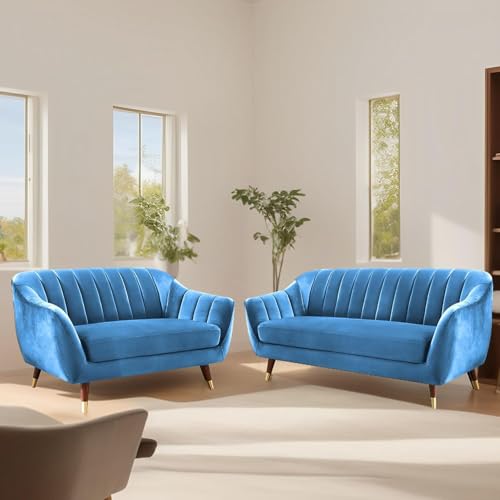 Image of Atticus 3+2 Seater Sofa Set for Living Room (Turquise Colour) Premium Fabric Sofa