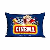 Mugod Rectangle Throw Pillow Cover Cinema Poster Popcorn Coke Movie Ticket Glasses,Contemporary Decorative Cushion Sofa Bedroom Car Home 20x30 Inches Pillowcases