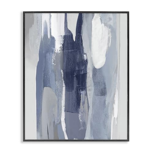 Stupell Industries Layers of Blue and Abstract Movements, Designed by Jackie Hanson Black Framed Wall Art