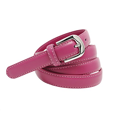 YEHMAN Ceinture classique fine 2 cm en croûte de cuir de vachette ajustable 120 cm (Fushia)