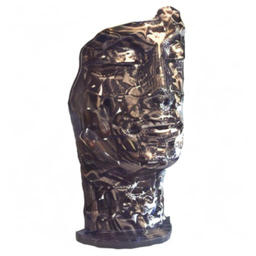 Statue Visage métal mosaïque 108 cm - Gris Anthracite