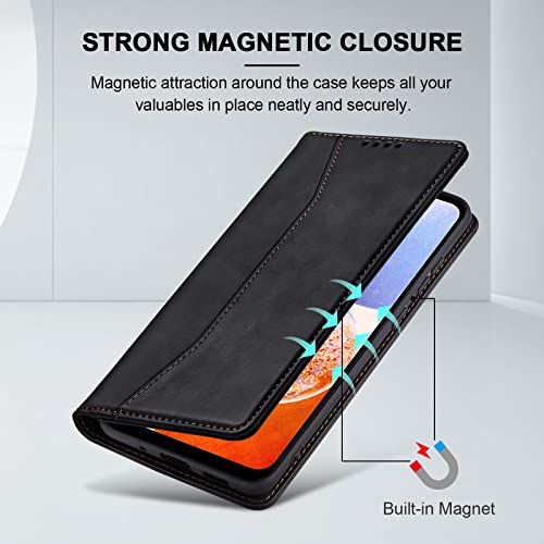 Image of Jasonyu Wallet Case for Samsung Galaxy A14 4G /5G, Flip PU Leather, Black