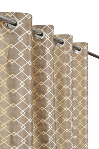 Image of Home Decor Check Pattern Long Door Curtains 8 feet Long Set of 3 Parda for Drawing Room /Living Room /Hall Room Window Parde, Brown