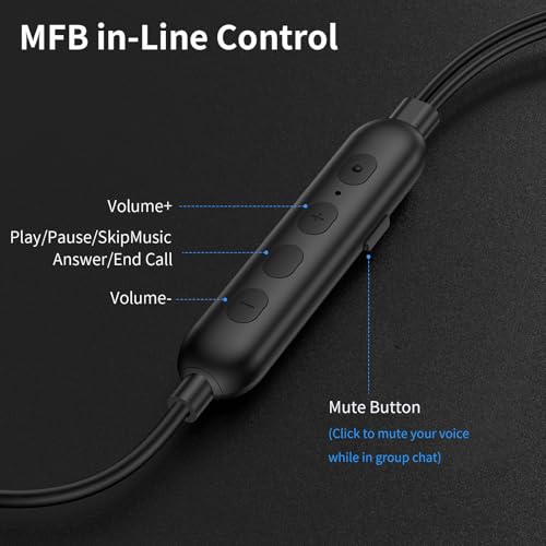 ACAGET USB Computer Headphones for PC, Adjustable Sound & Vocal EQs Corded Gaming Headset, USB A Zoom Meeting Earbuds with Mute Mic & Volume Control HiFi Stereo Laptop Earphones for Dell Surface — view 4