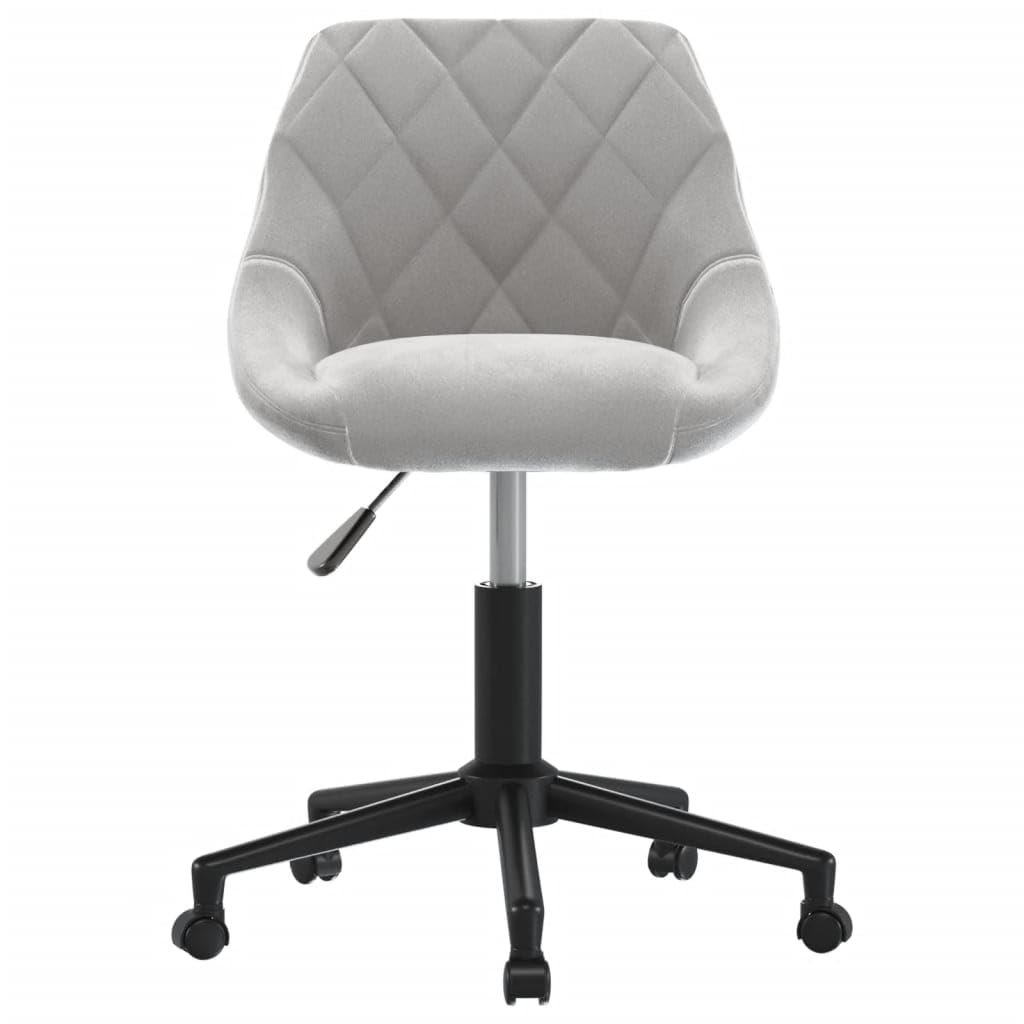 Silla de oficina giratoria gris claro terciopelo con altura regulable 46 x 44 x 67,5 – 79 cm ergonómica, para oficina en casa con ruedas y base de metal estable, asiento cómodo para trabajar y jugar