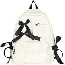 Coquette Backpack Bow Tie Preppy Cute Backpack White 11.82 x 15.75 x 5.91 inches College/University Daypack Backpack with Large Capacity and Ribbon Design