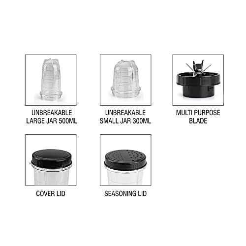 Image of Cello Kitchenette Collection Blend-N-Grind Nutrifit Mixer Grinder, 400W, 3 Speed Control, 2 Jars, Juicer Jar, Black