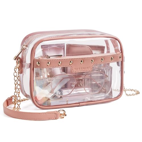 Image of Missnine Clear Bag for Stadium Events Quilted Clear Purse for Women Stadium Approved PVC Crossbody Concert Bag