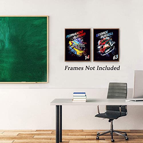 Watercolor F1 Racer Helmet Poster Formula One Racing Wall Art , Motivational Wall Art, Racing Canvas Wall Decoration, F1 Car Gift For Boys Room Living Room Man Cave Decor, Set Of 4 -(8"X 10" Unframed) #TOP3