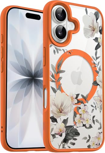 Image of VONZEE Retro Floral Clear Case for iPhone 17 (6.3 inch) | Magnetic Wireless Charging Compatible | Luxury PC+TPU Shockproof Glossy Shiny Back Cover for Girls & Women (Cosmic)