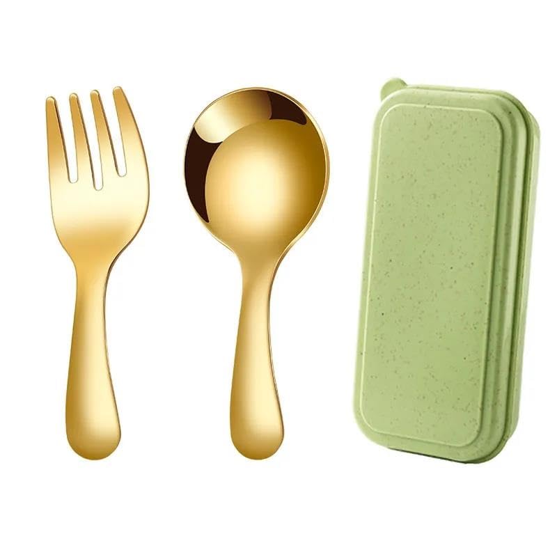 Kit couverts portables de camping acier inoxydable or vaisselle extérieur randonnée