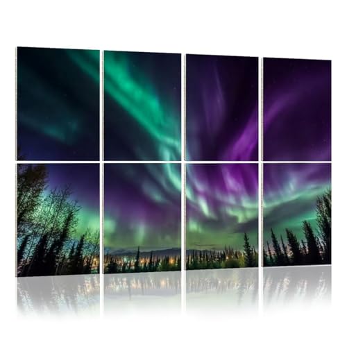 Paneles Acústicos Artísticos GAROLINAPW Paquete de 8 Piezas 48x32 Pulgadas Púrpura Verde Northern Lights