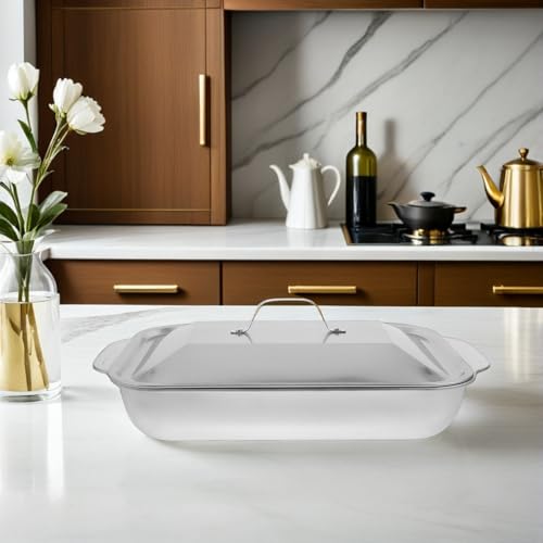 Sartén rectangular de pescado con tapa resistente al óxido para asar 7