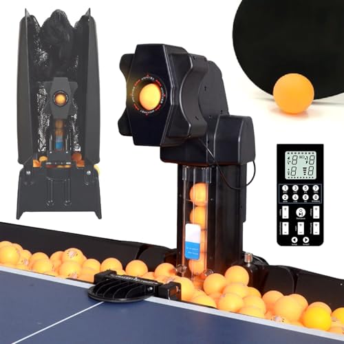 XEEAOFE Automatische Tischtennis-Ballmaschine für Zuhause/Verein/Schule Enthält 9 Rotationen 7 Winkel Ballrückführung & 300-Ball-Kapazität
