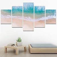 SIGNWIN 5 Panel Canvas Wall Art Aerial Beach Beach Coastal Cool Minimalism Multicolor Photography Relax/Calm for Home Decorations Ready to Hang - 60