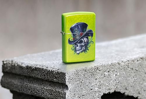 Image of Zippo Lurid Skull Top Hat - Color Image Design, Classic Matte Finish, Pocket Fuel Refillable Windproof Lighter, BIS Certified