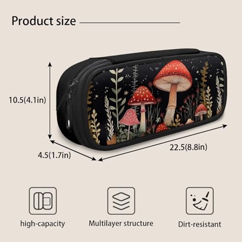 Image of Mushroom Pencil Case for Women Teen Girls Kids Pen Bag Sturdy Pencil Pouch Holder Stationery Organzier Aesthetic School Supplies Office Zipper Pouches