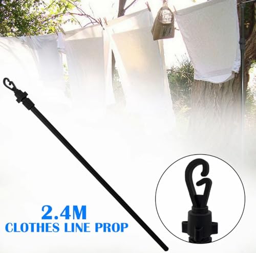 Fahd Traders 2.4M / 7.9Ft Heavy Duty Adjustable Washing Line Prop – 2 X Telescopic Aluminium Poles With Hook End | Black Laundry Support For Clothes Drying, Home & Garden - 5