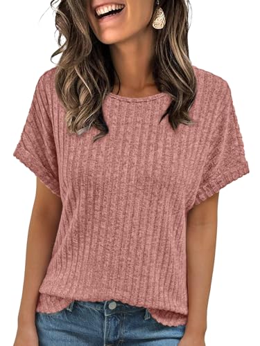 Image of AUTOMET Womens Short Sleeve Tops Fall Shirts 2026 Lightweight Sweater