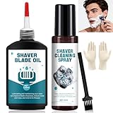 OverZyn Shaver Cleaning Solution, Electric Shaver Oil, Shaver Cleaner with Brush, Deeply cleans and Lubricates, Extend the Lifespan of Your Shaver, for Clippers, Trimmers, and Beauty Devices