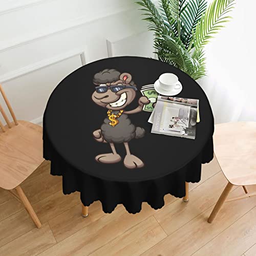 Pooedso Black Cartoon Sheep Tablecloths 60In Round Lace Waterproof Family Table Cover Tablecloth Kitchen Outdoor Party Decoration Tablecloths #TOP2