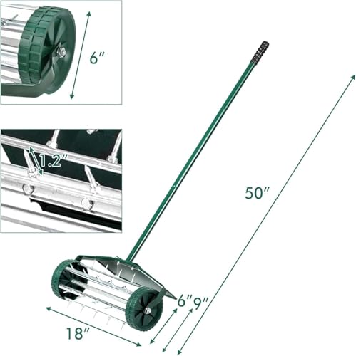 Parkland® Lawn Aerator - 45 X 122 Cm Manual Grass Spike Roller with Splash Proof Fender, 3-Piece Handle, Sharp Steel Spikes To Perforate Any Soil, Lawn Aerator Tool For Outdoor & Garden 7 Parkland® Lawn Aerator - 45 X 122 Cm Manual Grass Spike Roller with Splash Proof Fender, 3-Piece Handle, Sharp Steel Spikes To Perforate Any Soil, Lawn Aerator Tool For Outdoor & Garden - Image 7