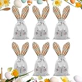 de Dulces de Pascua – bolsasde Regalo Pequeñas de 18x13 cm, bolsascon Cordón de Tela de Arpillera, bolsasde Almacenamiento de Dulces con Orejas de Conejito con Uso Festivo de Estilo de Dibujo