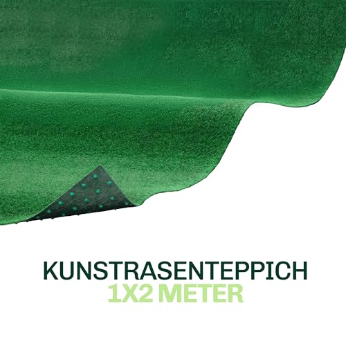Kunstrasenteppich für Outdoor und Balkon, Grün, 100x200cm, mit Drainage-Noppen, Wetterfest und UV-beständig, Perfekt für Garten, Terrasse und Freizeitbereiche – Langlebig und Pflegeleicht