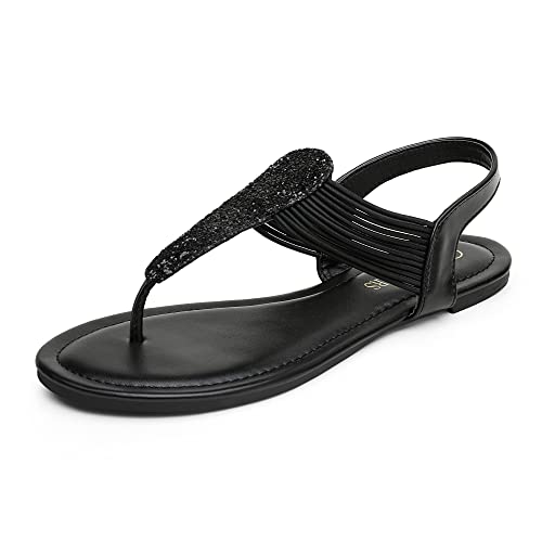 DREAM PAIRS Women's Elastic Strappy String Thong Ankle Strap Summer Gladiator Sandals