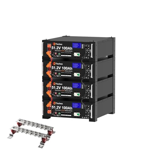 Techex 48V 400Ah LiFePO4 Battery, 100A BMS with Inverter Communication, 3U Rack-Mount, WiFi...