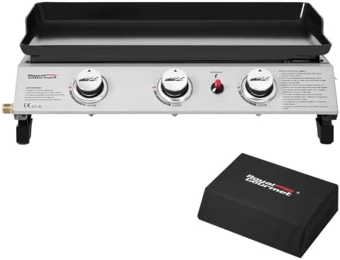 Royal Gourmet Plancha Gaz en Acier Émaillé, 3 Brûleurs Puissance 7.5kW, Surface Cuisson 63,5 x ...