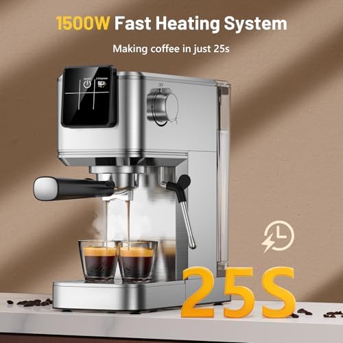 Espresso Machine 20 Bar with Touch Screen, Hot & Iced Coffee Makers, Stainless Steel Espresso Maker with Rapid Cold Brew & Milk Frother Steam Wand, with Water Tank for Latte, Cappuccino, Gift - 2