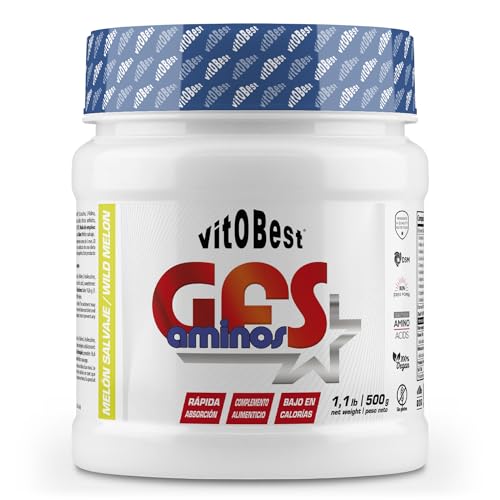 Aminoácidos Esenciales GFS AMINOS Powder Polvo, Cápsulas y viales - Fuerte Recuperador Muscular - Suplementos Deportivos - Vitobest (Wild Melon, 500g)