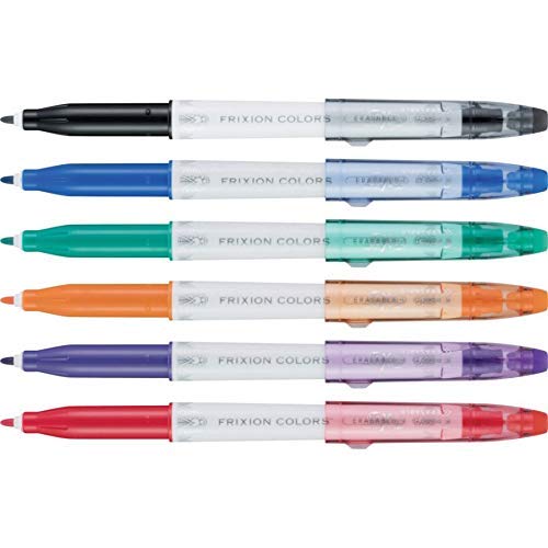 Pilot FriXion Erasable Marker Pen, Bold Point 2.5mm, Colors, Pack of 6, Standard Assorted