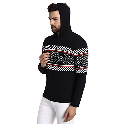 Image of JUGULAR Typography Men's Cotton Round Neck Full Sleeve Hoodie Printed Regular Fit T-Shirt