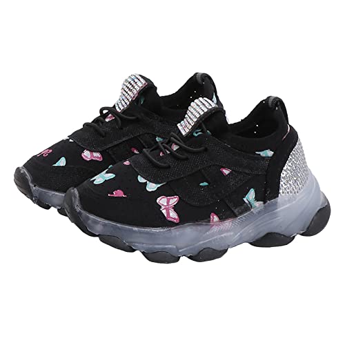 Toddler Boys Shoes Children's Sneakers Butterfly Print LED Light Shoes Daddy Shoes Lacing Breathable Soft Soles