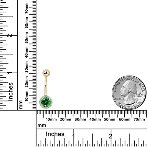 Image of AVORA 10K Gold Simulated Diamond CZ Frame Belly Button Ring Body Jewelry (14 Gauge)