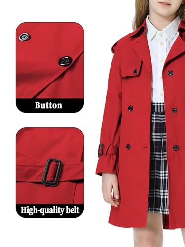 Image of Betusline Womens & Girls Waterproof Trench Coat Double Breasted Lapel Overcoat Outerwear, 3 Years - Women 2XL