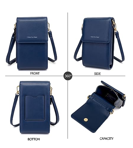 Image of myfriday Small Cell Phone Crossbody Bag, Multi-pocket & 6 Card Slots | 6 card slots, multi-pocket zipper layout and soft synthetic leather keep phone, lipstick, coins and keys ready outdoors