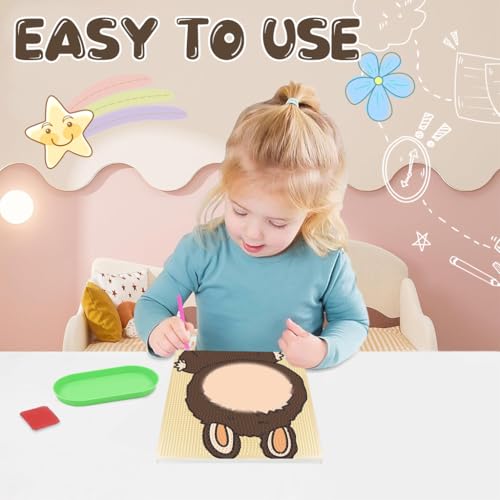 Image of PATPAT 20x20CM DIY Cartoon Diamond Painting Kit for Kids & Adults, Wooden Framed DIY Colorful Diamond Paint Cute Monster Desk Decoration, All Tools and Accessories Included