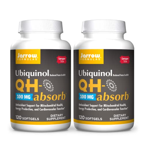 Jarrow Formulas QH-Absorb 200 mg - 120 Softgels, Pack of 2 - Active Antioxidant Form of Co-Q10 - High Absorption - Supports Energy Production & Cardiovascular Health - Up to 240 Total Servings