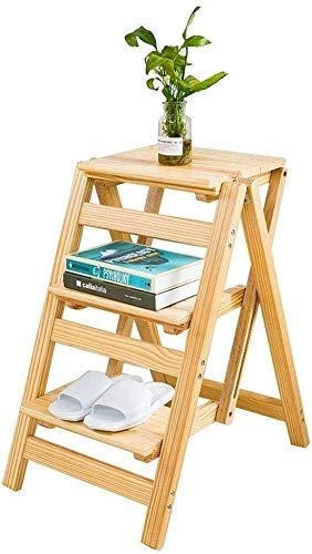Escabeau pliant en bois massif robuste meuble de rangement