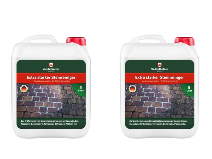 Veddelholzer Außenanlagenreiniger Steinreiniger 10 Liter Konzentrat ohne störende Gerüche mit Langzeitwirkung Qualität aus Germany Grünbelagentferner Wege ohne Glyphosat Unkrautvernichter