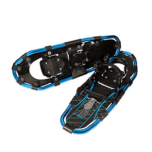 Winterial Lightweight Shasta Snowshoes - 25 Inch Aluminum Rolling Terrain Snow Shoes with Carry Bag and Adjustable Poles (Blue)